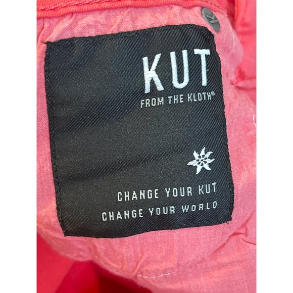 KUT from the Kloth Connie High-Rise Fab AB Ankle Skinny-Raw Hem in Coral Size 4 - Picture 7 of 8